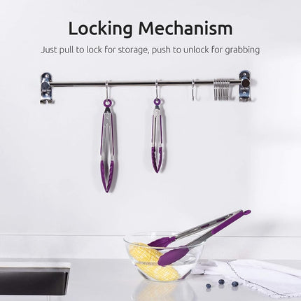 U-Taste 315℃ Heat Resistant Silicone Kitchen Tong 7/9/12in (Purple)