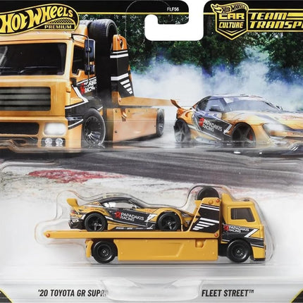 Hot Wheels Team Transport #86 '20 Toyota GR Supra & Fleet Street, Real Riders, Metal/Metal, 1:64 Scale