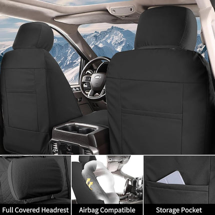 Tecoom Housses de siège avant en cuir imperméable pour camionnette Dodge Ram 1500 de 2009 à 2018, Ram 2500/3500 Crew Mega Cab de 2010 à 2023, avant concave, noir