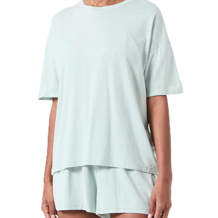 Hanes Women's Originals 2 Piece Lounge, Comfywear Supersoft Boxy T-Shirt & Sleep Shorts Loungewear Set, Parrot Pink/Parrot Pink, X-Large
