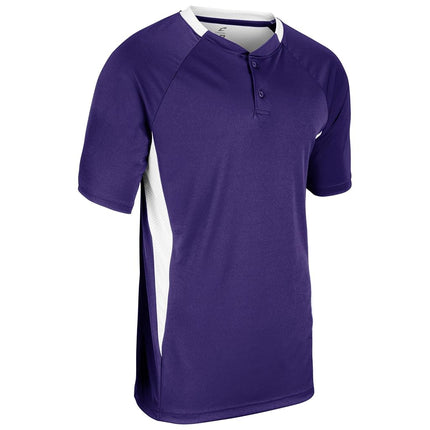 CHAMPRO Men's Clean Up 2-Button Baseball/Softball Jersey Purple, White