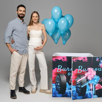 AmazingSpark 28in Giant Gender Reveal Gift Box Kit, Burnouts or Bows