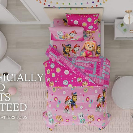 Franco Comforter and Sheet Set with Sham, Microfiber, Paw Patrol Girls, 5 Piece Twin Size