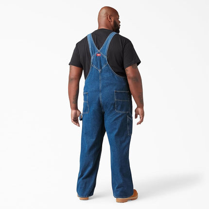 Dickies Men's Denim Bib Overall, Stone Washed Indigo Blue, 38x34