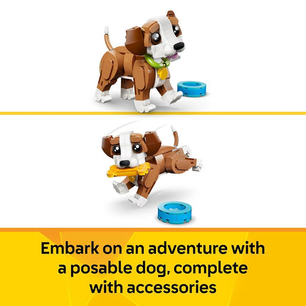 LEGO® Creator 3 in 1 Cute Animals: Playful Puppy Dog 31382 Animal Figures - Building Set with 3 Build Options, Dog, Squirrel or Duck - Animal Toys for Kids Aged 8+ - Toy Idea for Girls and Boys