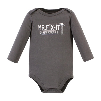 Hudson Baby Unisex Baby Cotton Long-Sleeve Bodysuits, Construction Work 3-Pack, Preemie, Construction Work 3-pack, Preemie