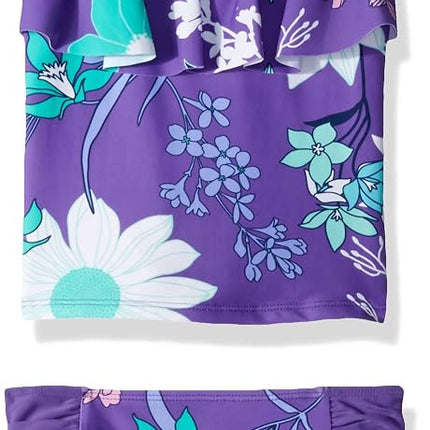 Kanu Surf Girls' Little Charlotte Maillot de bain 2 pièces tankini avec volants, Paige Purple Floral, 5