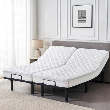 Kingnex Waterproof Split Cal King Mattress Protector Pad for Adjustable Bed