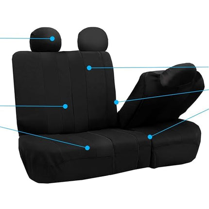 FH GROUP FH-FB036217 Striking Striped Seat Covers Black Color - Fit Most Car, Truck, Suv, or Van