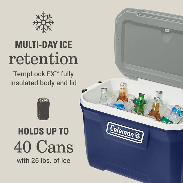 Coleman Classic Series Insulated Portable Cooler, Leak-Resistant Outdoor Hard Cooler Keeps Ice up to 5 Days, 52-Quart
