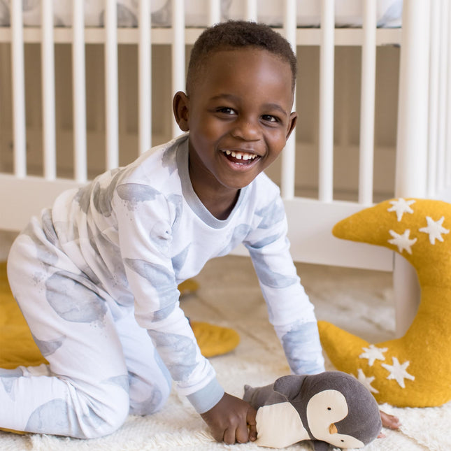 Burt's Bees Ensemble de pyjama 2 pièces, T-shirt et pantalon, 100 % coton biologique, Pantalon de pyjama bébé et tout-petit, Hello Moon Blue, 8 ans