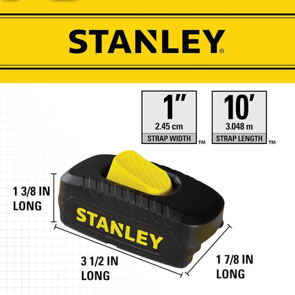 Stanley S2001 Enclosed Cambuckle Tie Down Strap – 2 Pack (1 in. x 10 ft.) 1,200 LB. Break Strength Black/Yellow