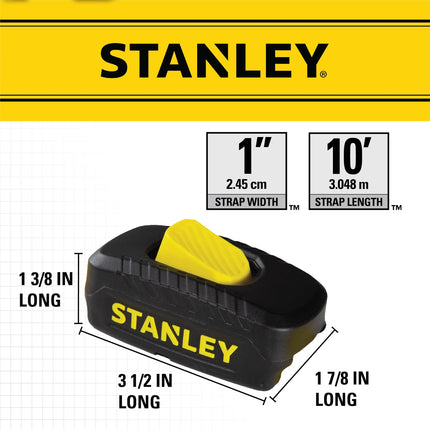 Stanley S2001 Enclosed Cambuckle Tie Down Strap – 2 Pack (1 in. x 10 ft.) 1,200 LB. Break Strength Black/Yellow