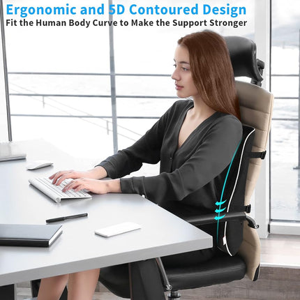 ANTETOKO Lumbar Support Pillow,Memory Foam Back Support for Office Chair,Computer Chair,Car Seat,Recliner and Couch with Breathable 3D Mesh Cover,Ergonomic Design Orthopedic Backrest (Black)