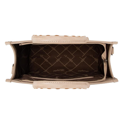 Wrangler Women's Leopard Print Woven Shoulder Purse, Small Indian Khaki With Guitar Strap, One Size