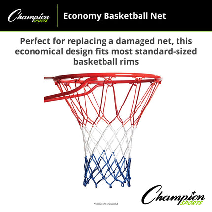 Champion Sports 4mm - 50gm - Basketball Net - Braided Nylon - Red/White/Blue