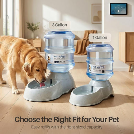 Flexzion Gravity Pet Water Dispenser Drinking Station for Dogs Cats (3 Gallon) Automatic Replenish Waterer for Small Large Breed Dog Cat Animal, Feeding Watering Fountain Supplies Bottle Dish Bowl