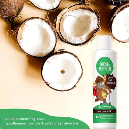 Fresh Monster 2-in-1 Kids Shampoo & Conditioner, Coconut, 8.5 oz 2-Pack