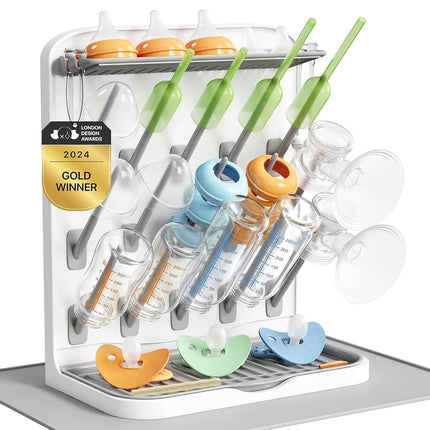 Lifewit 15-Hooks Baby Bottle Drying Rack with Drai