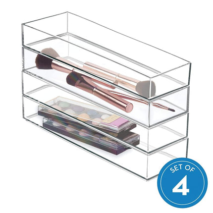 iDesign Tiroirs Transparents Organisation Cuisine Salle de Bain Couverts Spatules Gadgets Grand Lot de 4