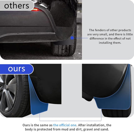 CYBERBEANS 4Pcs New Version for Tesla Model Y Launch/Juniper Mud Flaps Accessories 2025,Flexible Mudflaps No Drilling/Tape Splash Guards All Weather Protector Fenders