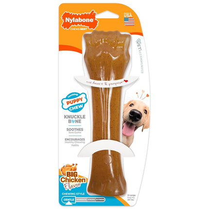 Nylabone Gentle Puppy Dog Teething Chew Toy Bone, Chicken Flavour, Extra Large, for Puppies 23 kg+ (Packing May Vary).