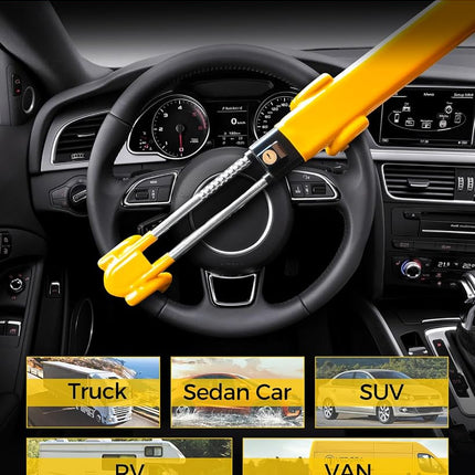 SEALIGHT Car Steering Wheel Lock with 2 Keys Car Double Hooks & Heavy Duty Car Club Steering Wheel Lock Adjustable Antitheft Locking Devices for Cars Truck Van SUV