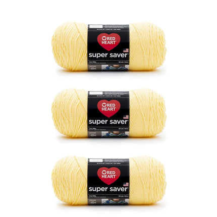 Red Heart Super Saver Pack of 3 - Lemon - 7oz/198g - Acrylic - 4 Medium (Worsted) - 364 Yards - Knitting, Crocheting, Crafts & Amigurumi