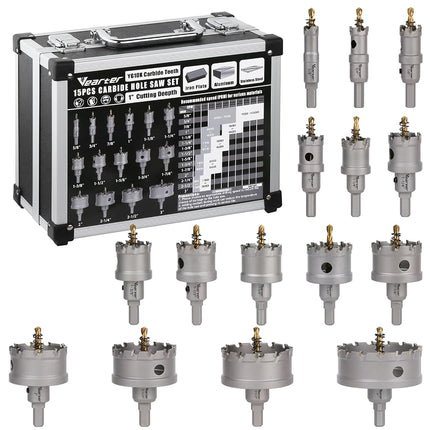 Vearter 15PCS 16mm-76mm Carbide Hole Saw Sets, Tit