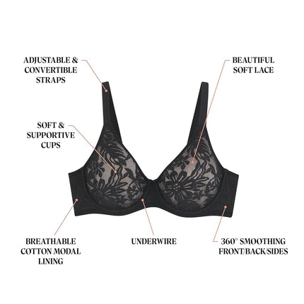 Bali Women's Breathe Lace Underwire, Breathable Modal Bra, Convertible Straps, Almond, 36C