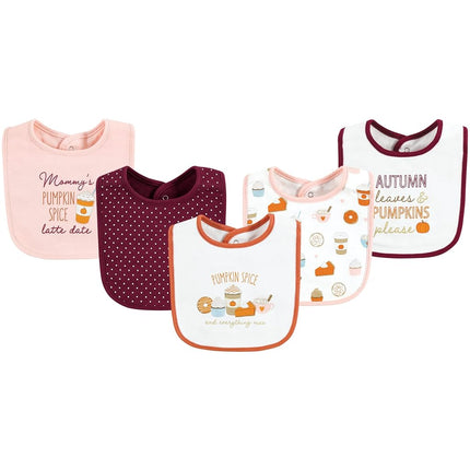 Hudson Baby Unisex Baby Cotton Bibs, Pumpkin Spice