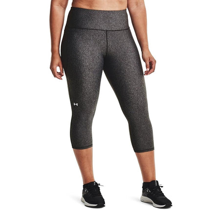 Under Armour Women's HeatGear High Waisted Pocketed Capri, Charcoal Light Heather (019)/White, X-S Tall