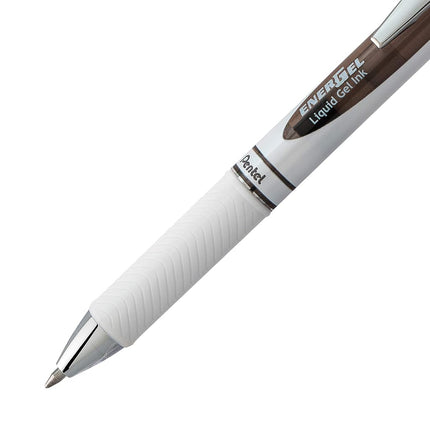 Bolígrafo de gel líquido retráctil Pentel EnerGel Pearl, tinta negra/azul/violeta de 0,7 mm, paquete de 12 (BL77W12C)