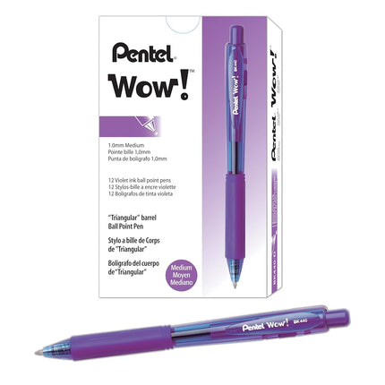 Pentel BK440 Retractable Ballpoint Pen and Ergonomic Triangular Grip Zone Pack of 12 Purple