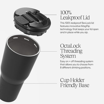 BrüMate Nav 35oz 100% Leak Proof Insulated Travel Drink Bottle Tumbler with Magnetic BevLock™ Lid - Double Wall Cup-Holder Friendly Stainless Steel Mug (Blue Agave)