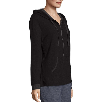 Hanes womensO46931French Terry Full-zip Hoodie Long Sleeve Warm Up or Track Jacket - black - S