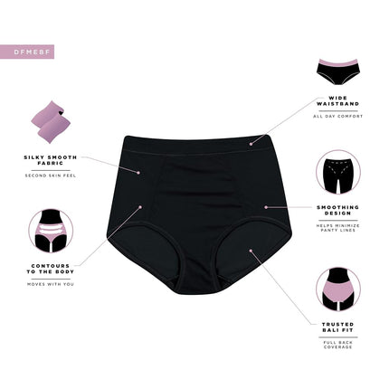 Bali Femme, lot de 3, slip en maille seconde peau, sous-vêtement anti-marques, Noir/Noir/Gris Cristal, taille 6 (lot de 3)