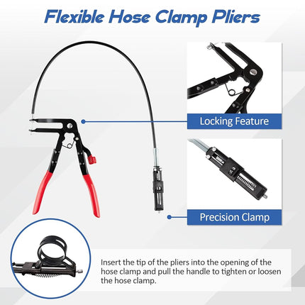 9PCS Hose Clamp Pliers Set, Hose Clamp Removal Tool for Automotive, Flexible Removing Clamps Pliers Automotive for Coolant Radiator Heater and Water Hose