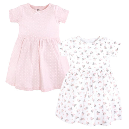 Hudson Baby Baby Girls' Cotton Dresses, Tiny Pink Flower, 3-6 Months