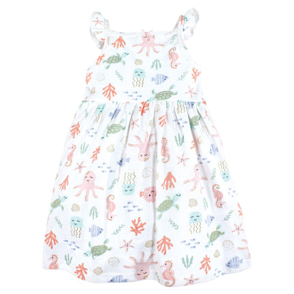 Hudson Baby Baby Girls' Cotton Dresses, Pastel Sea, 9-12 Months