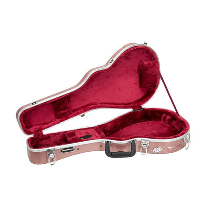 Crossrock F-Style Mandolin Case | ABS Molded Hardshell with Security Lock, Metal Feet, and Detachable Straps-Rose Gold (CRA862MFRG)