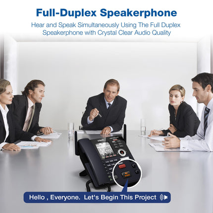 Consola principal VTech AM18447 Sistema telefónico para pequeñas empresas de 4 líneas - Ampliable a 10 estaciones, Contestador automático digital, Operadora automática, Intercomunicador y Música personalizada en espera, Negro