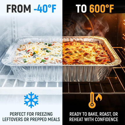 Paclord Aluminum Foil Pans - Half-Size 9" x 13", Pack of 50 - USA-Made Disposable Aluminum Trays for Steam Table & Chafing Racks - Great for Baking, Catering, BBQ, Parties, Food Delivery