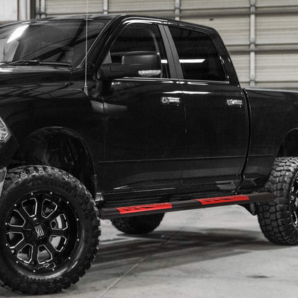 DNA Motoring STEPB-ZTL-8200-BKRD Estriberas Laterales de 5.5 Pulgadas con Almohadilla Roja de Repuesto para Ram Crew Cab 09-20