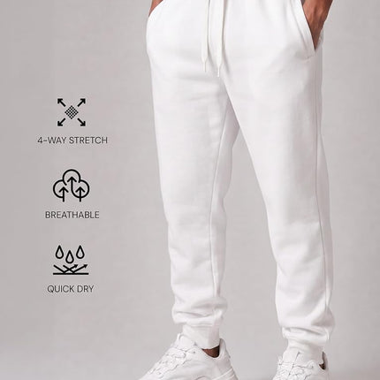 Southpole Men's 1570 Basic Active Fleece Jogger Sweatpants, White a, Small