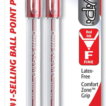 PENTEL - Pen Pentel RSVP Ballpt Red 2Pk