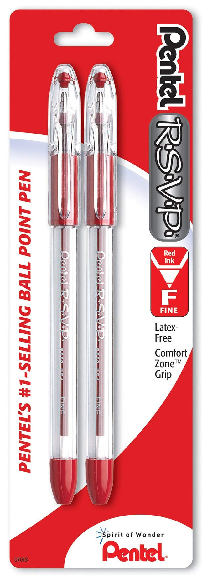 PENTEL - Pen Pentel RSVP Ballpt Red 2Pk