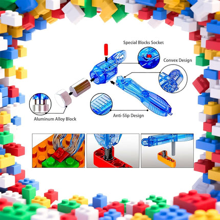 Building Blocks Tool Kit - Brick Separator, Mini Blocks Tool Set - Multi-Functional Hammer, Pliers, Axle Rods Assortment Pack ，Compatible with Lego & technic and Most Major Brands(Blue Stye)