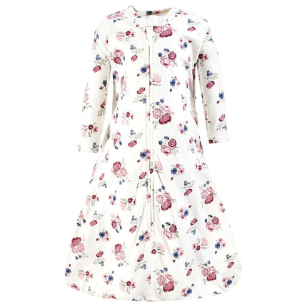 Hudson Baby Unisex Baby Long Sleeve Cotton Jersey Sleeping Bag, Sack, Blanket, Dusty Rose Floral, 6-12 Months