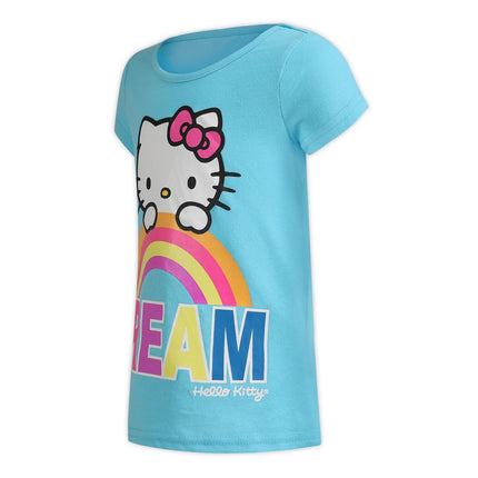 Hello Kitty Sanrio Girls 4 Pack Short Sleeve T-Shirt for Little and Big Kids, Multicolor, 7
